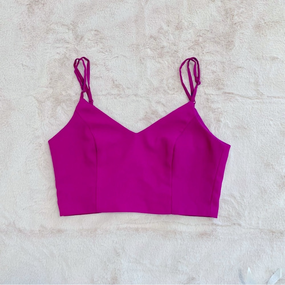 Lulu’s Crop Top Tie Back Magenta Size XS